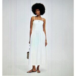 Madewell $148 White Poplin Seamed Maxi Dress Open Back Adjustable Straps Size 6